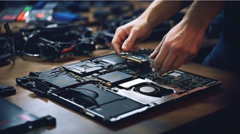 Winter Haven Computer technician repairing a laptop