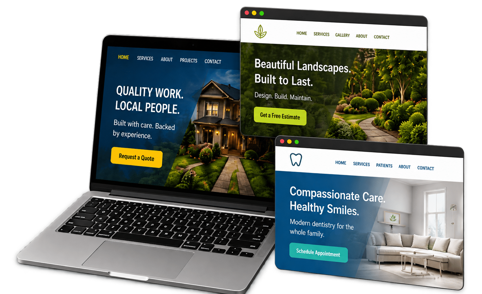 Laptop and website concepts for local small businesses